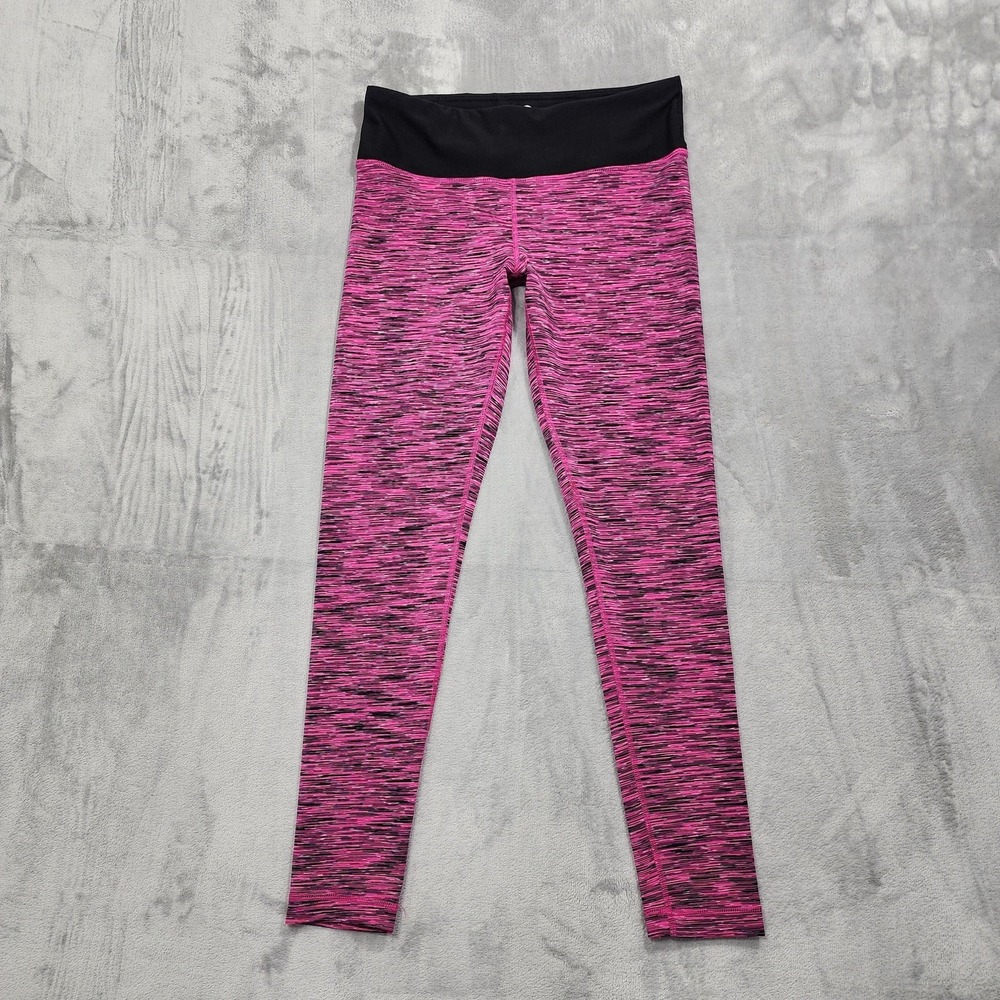 90 Degree By Reflex Leggings Womens M Black Pink High‎ Rise Ankle Yoga Stretch